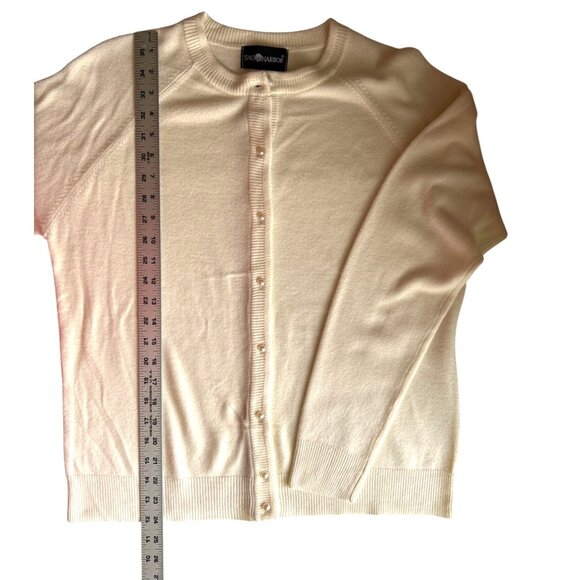 Sag Harbor Womens Cream Cardigan Medium 100% Acrylic Long Sleeve Button Front - Picture 7 of 7
